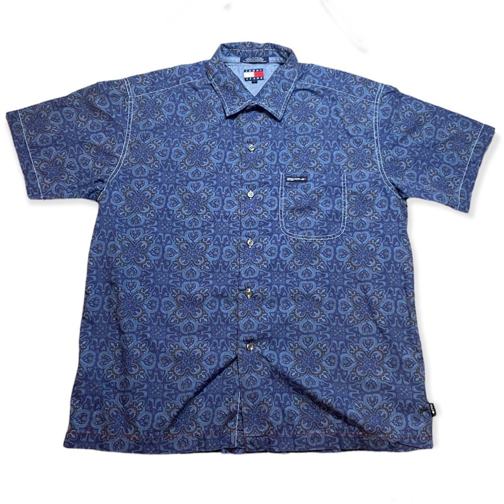 Vintage Tommy Jeans Hawaiian Shirt Paisley Pattern Men’s Large Tommy Hilfiger